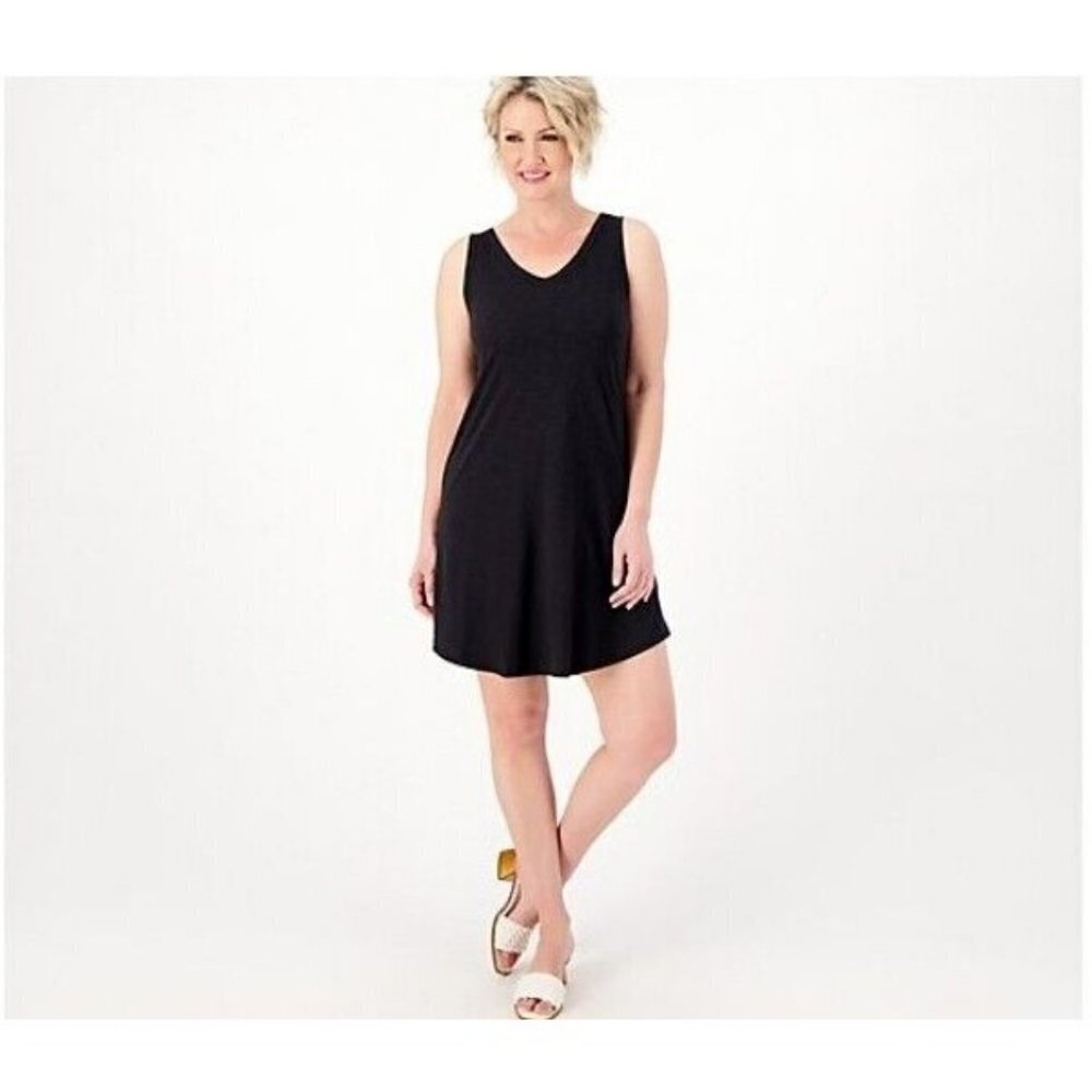 Candace Cameron Bure Regular Sunkissed V-Neck Dress Black Size 1X